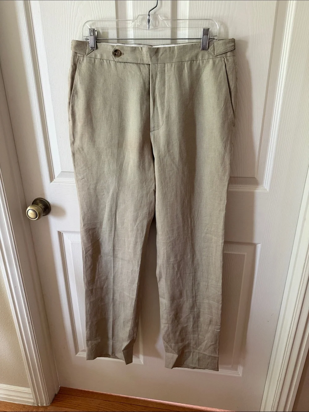 Todd Snyder Beige FF Linen Side Tab Trousers Sz 32/32.  New. Box52